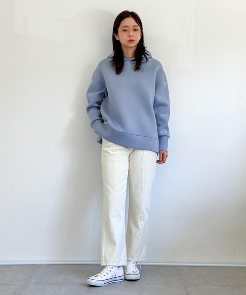 ottilie(オティーリエ)の「ボンディングパーカー(パーカー・レディース・ナチュラル/チャコールグレー/ブラック/モカ/サックスブルー・FREE)」の14枚目の写真