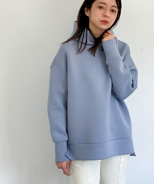ottilie(オティーリエ)の「ボンディングパーカー(パーカー・レディース・ナチュラル/チャコールグレー/ブラック/モカ/サックスブルー・FREE)」の10枚目の写真