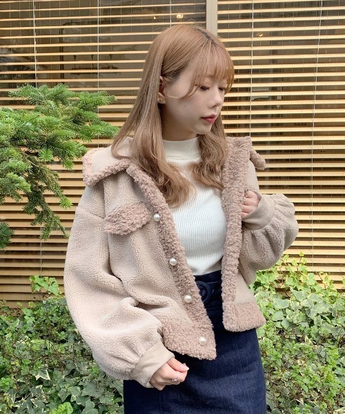 売れ筋がひ スウェードカラーボアブルゾン ジャンパー ブルゾン