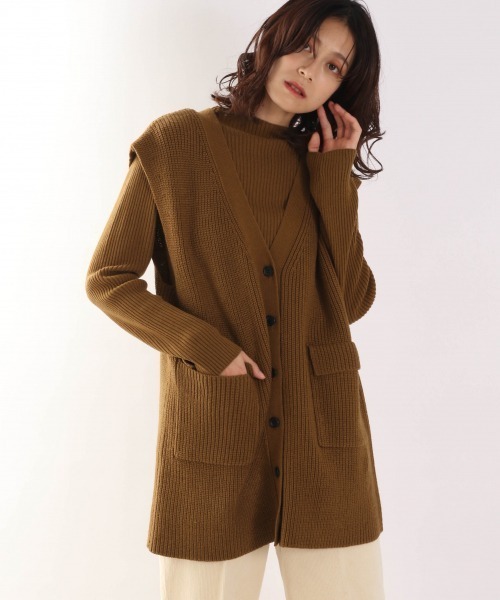 LOWRYS FARM（ローリーズファーム）の「ボトルネック＊カーディガン２Ｐニット　922698（ニット/セーター・レディース・アイボリー/ブラック/ブラウン・FREE）」の3枚目の写真