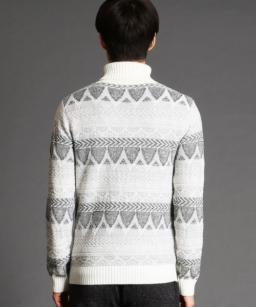 Men ニコルクラブフォーメン のファッション 幾何学柄タ トルネックニット ニット セーター Nicole トップス Club Club Nicole For 値段が激安抜群 ニット セーター