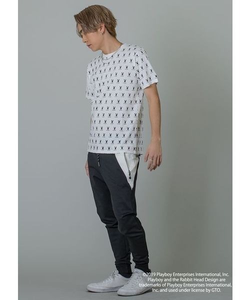 REGIEVO(レジエボ)の「【PLAYBOY×REGIEVO】別注 総ラビットプリントTシャツ(Tシャツ/カットソー・メンズ・オフホワイト/ブラック・S/M/L/XL)」の5枚目の写真
