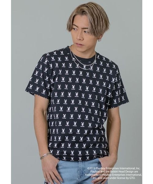 REGIEVO(レジエボ)の「【PLAYBOY×REGIEVO】別注 総ラビットプリントTシャツ(Tシャツ/カットソー・メンズ・オフホワイト/ブラック・S/M/L/XL)」の7枚目の写真