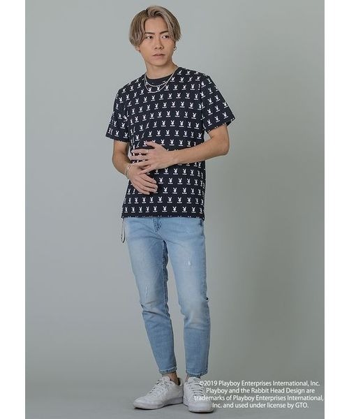 REGIEVO(レジエボ)の「【PLAYBOY×REGIEVO】別注 総ラビットプリントTシャツ(Tシャツ/カットソー・メンズ・オフホワイト/ブラック・S/M/L/XL)」の9枚目の写真
