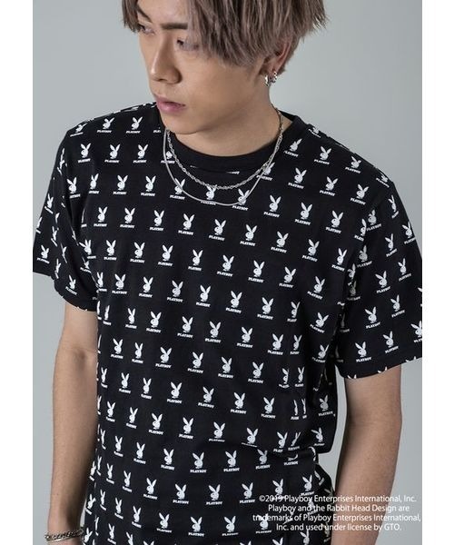 REGIEVO(レジエボ)の「【PLAYBOY×REGIEVO】別注 総ラビットプリントTシャツ(Tシャツ/カットソー・メンズ・オフホワイト/ブラック・S/M/L/XL)」の12枚目の写真
