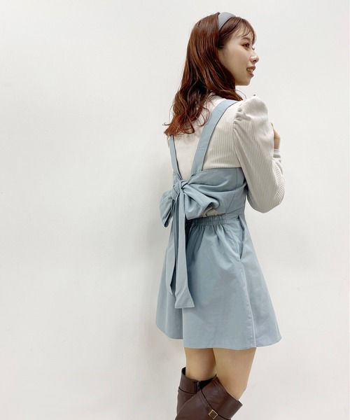 セール】【WEB限定】後ろリボンミニサロペット（サロペット