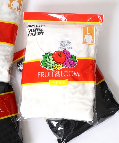 FRUIT OF THE LOOM(フルーツオブザルーム)の「FRUIT OF THE LOOM/フルーツオブザルーム ワッフル 無地 クルーネック ロングスリーブTシャツ/パックT(Tシャツ/カットソー・メンズ・ホワイト/ブラック・M/L/XL/S)」の3枚目の写真