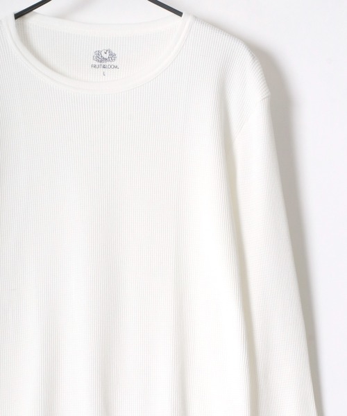 FRUIT OF THE LOOM(フルーツオブザルーム)の「FRUIT OF THE LOOM/フルーツオブザルーム ワッフル 無地 クルーネック ロングスリーブTシャツ/パックT(Tシャツ/カットソー・メンズ・ホワイト/ブラック・M/L/XL/S)」の7枚目の写真