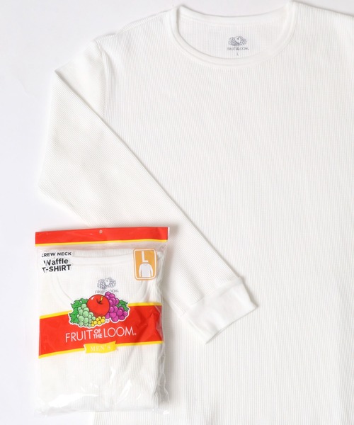 FRUIT OF THE LOOM(フルーツオブザルーム)の「FRUIT OF THE LOOM/フルーツオブザルーム ワッフル 無地 クルーネック ロングスリーブTシャツ/パックT(Tシャツ/カットソー・メンズ・ホワイト/ブラック・M/L/XL/S)」の5枚目の写真