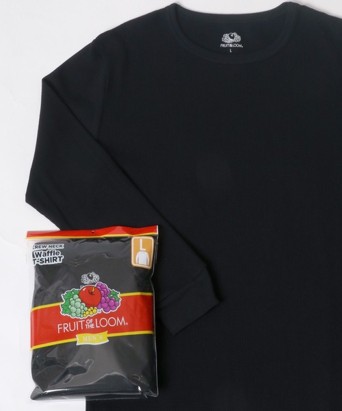 FRUIT OF THE LOOM(フルーツオブザルーム)の「FRUIT OF THE LOOM/フルーツオブザルーム ワッフル 無地 クルーネック ロングスリーブTシャツ/パックT(Tシャツ/カットソー・メンズ・ホワイト/ブラック・M/L/XL/S)」の6枚目の写真