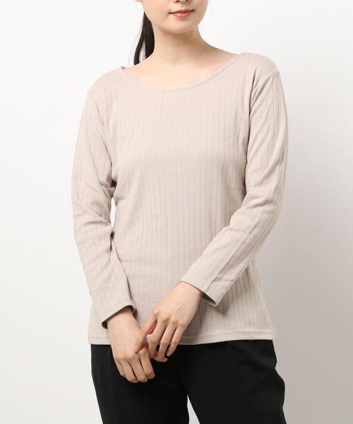 Bou Jeloud（ブージュルード）の「【汗染み防止加工】クルーネックTOPS（Tシャツ/カットソー・レディース・チャコールグレー/ベージュ/カーキ/パープル・FREE）」の2枚目の写真