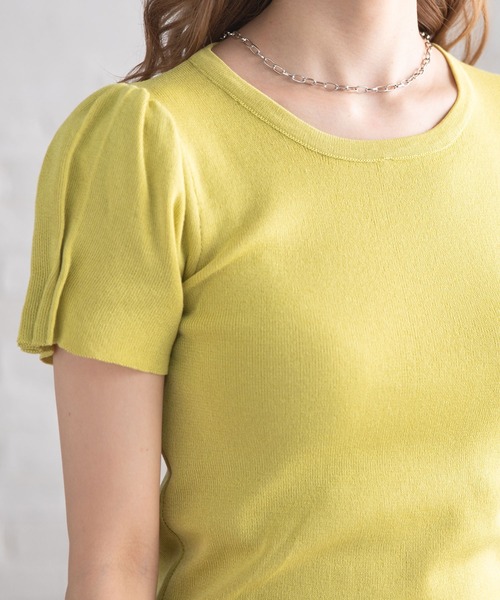 Newlyme(ニューリーミー)の「半袖ニットトップス(ニット/セーター・レディース・ブラック/ホワイト/ラベンダー/ブルー/ピンク/ライム・FREE)」の17枚目の写真