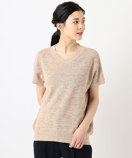 J.PRESS(ジェイプレス)の「【洗える】リネンコットン片畦 ニット(ニット/セーター・レディース・ブラウン系/サックスブルー系/オレンジ系・MEDIUM/LARGE)」の8枚目の写真
