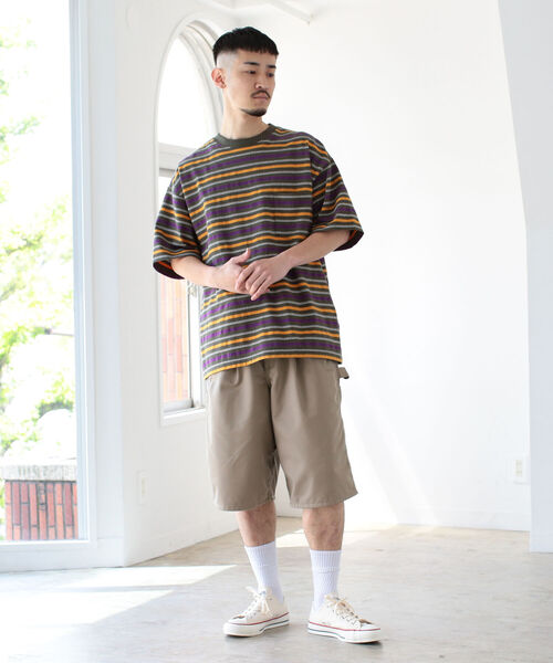 BEAMS（ビームス）の「BEAMS / ジャカード ボーダー Tシャツ（Tシャツ/カットソー・メンズ・グレー/グリーン・SMALL/X-LARGE/MEDIUM/LARGE）」の5枚目の写真