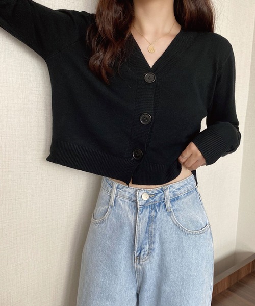 meJane（ミージェーン）の「Vネックショートニットカーディガン（カーディガン/ボレロ・レディース・ホワイト/ブラック/イエロー/オレンジ/ブルー/グリーン・FREE）」の12枚目の写真