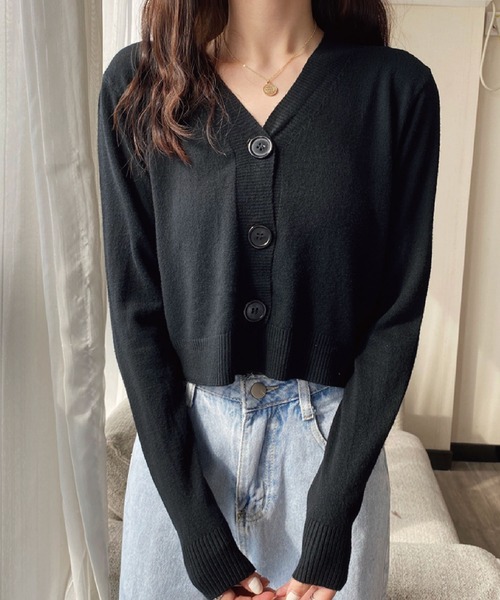 meJane（ミージェーン）の「Vネックショートニットカーディガン（カーディガン/ボレロ・レディース・ホワイト/ブラック/イエロー/オレンジ/ブルー/グリーン・FREE）」の14枚目の写真