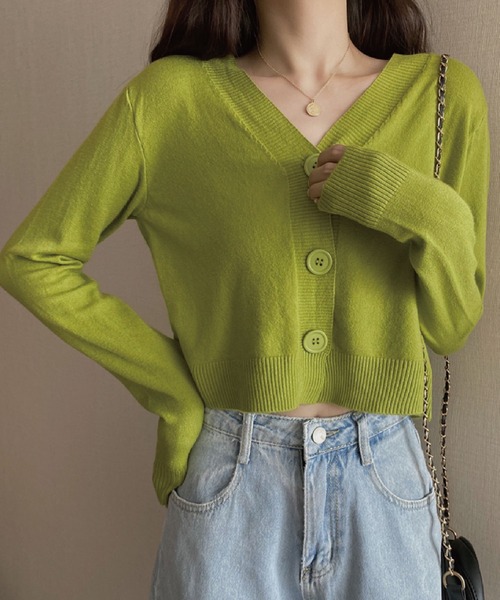 meJane（ミージェーン）の「Vネックショートニットカーディガン（カーディガン/ボレロ・レディース・ホワイト/ブラック/イエロー/オレンジ/ブルー/グリーン・FREE）」の17枚目の写真