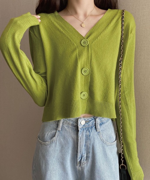 meJane（ミージェーン）の「Vネックショートニットカーディガン（カーディガン/ボレロ・レディース・ホワイト/ブラック/イエロー/オレンジ/ブルー/グリーン・FREE）」の19枚目の写真