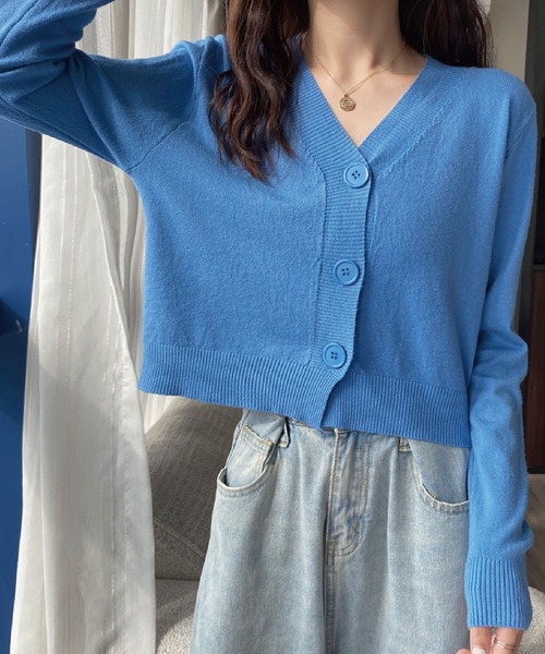 meJane（ミージェーン）の「Vネックショートニットカーディガン（カーディガン/ボレロ・レディース・ホワイト/ブラック/イエロー/オレンジ/ブルー/グリーン・FREE）」の22枚目の写真