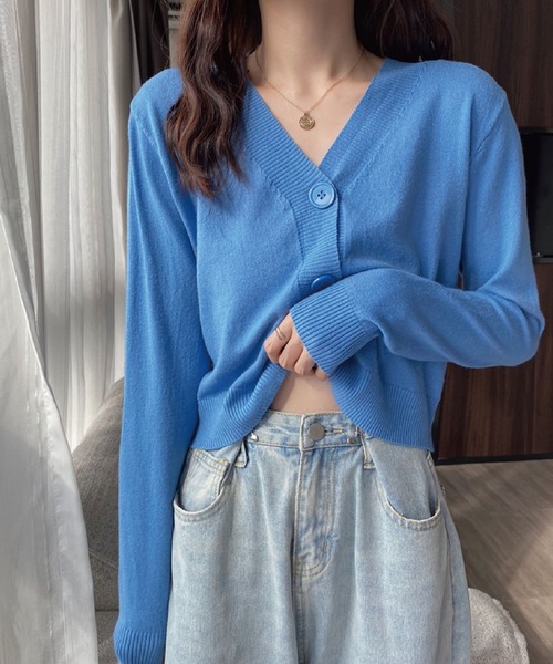 meJane（ミージェーン）の「Vネックショートニットカーディガン（カーディガン/ボレロ・レディース・ホワイト/ブラック/イエロー/オレンジ/ブルー/グリーン・FREE）」の21枚目の写真