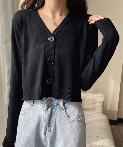 meJane（ミージェーン）の「Vネックショートニットカーディガン（カーディガン/ボレロ・レディース・ホワイト/ブラック/イエロー/オレンジ/ブルー/グリーン・FREE）」の15枚目の写真