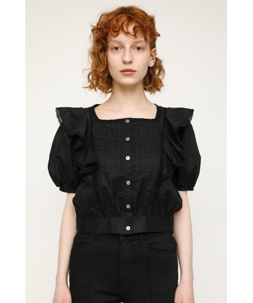 SLY（スライ）の「PUFF SLEEVE FRILL COTTON TOPS パフスリーブ フリル コットン トップス（シャツ/ブラウス・レディース・ホワイト/ブラック/ライトパープル・FREE）」の17枚目の写真