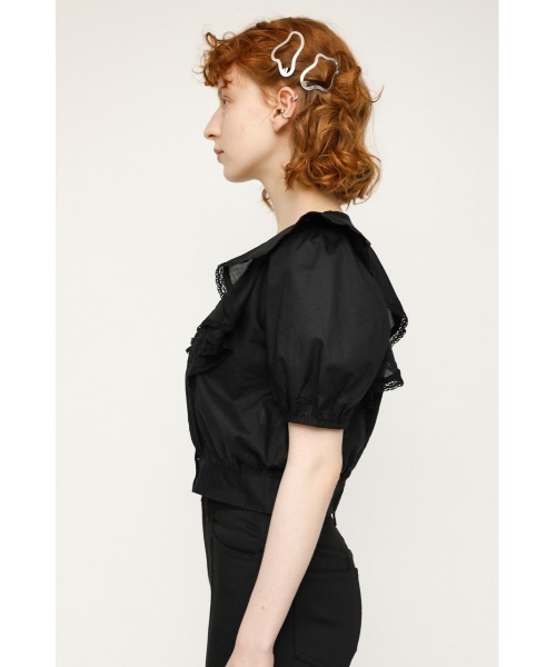 SLY（スライ）の「PUFF SLEEVE FRILL COTTON TOPS パフスリーブ フリル コットン トップス（シャツ/ブラウス・レディース・ホワイト/ブラック/ライトパープル・FREE）」の20枚目の写真