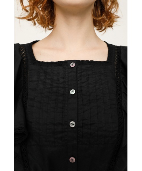 SLY（スライ）の「PUFF SLEEVE FRILL COTTON TOPS パフスリーブ フリル コットン トップス（シャツ/ブラウス・レディース・ホワイト/ブラック/ライトパープル・FREE）」の12枚目の写真