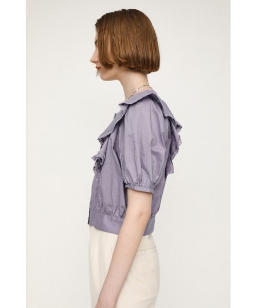 SLY（スライ）の「PUFF SLEEVE FRILL COTTON TOPS パフスリーブ フリル コットン トップス（シャツ/ブラウス・レディース・ホワイト/ブラック/ライトパープル・FREE）」の13枚目の写真