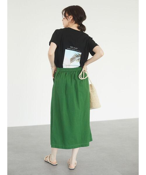 Green　Parks（グリーンパークス）の「ベルギーリネンブレンド　セミタイトスカート＊（スカート・レディース・チャコールグレー/ベージュ/グリーン・FREE）」の20枚目の写真