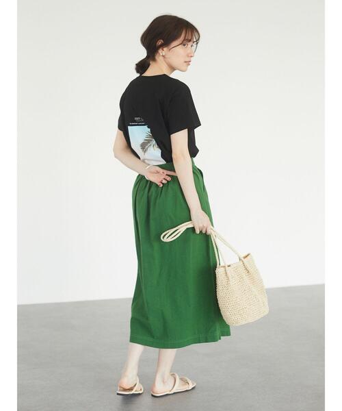 Green　Parks（グリーンパークス）の「ベルギーリネンブレンド　セミタイトスカート＊（スカート・レディース・チャコールグレー/ベージュ/グリーン・FREE）」の21枚目の写真