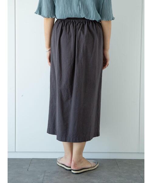 Green　Parks（グリーンパークス）の「ベルギーリネンブレンド　セミタイトスカート＊（スカート・レディース・チャコールグレー/ベージュ/グリーン・FREE）」の10枚目の写真
