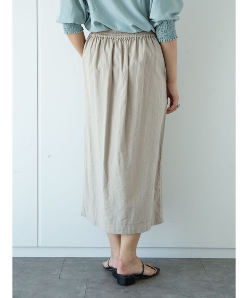 Green　Parks（グリーンパークス）の「ベルギーリネンブレンド　セミタイトスカート＊（スカート・レディース・チャコールグレー/ベージュ/グリーン・FREE）」の17枚目の写真