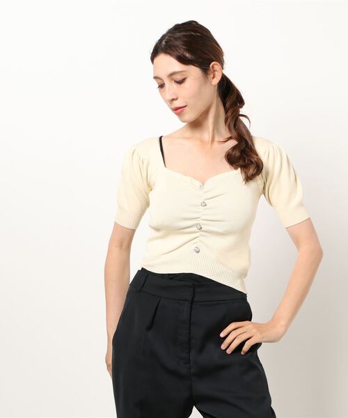 ANDGEEBEE（アンジービー）の「パールコンパクトトップス（ニット/セーター・レディース・アイボリー/ブルー・MEDIUM）」の7枚目の写真