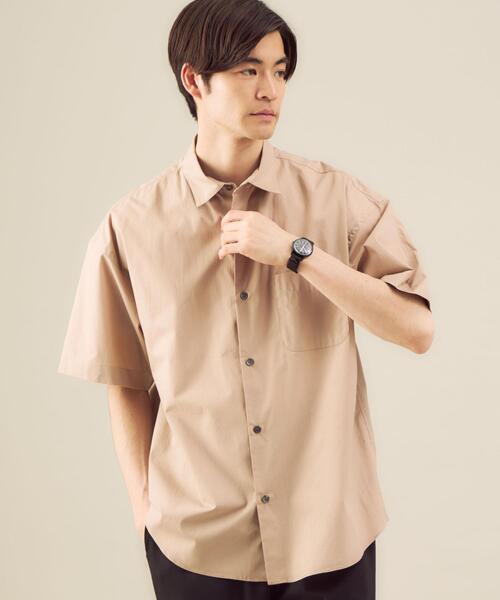 green label relaxing（グリーンレーベルリラクシング）の「【 WEB限定 】[ GLR/ -or ] オーバーサイズ レギュラーカラー 半袖 シャツ ユニセックス（シャツ/ブラウス・メンズ・ホワイト/ベージュ/オレンジ/ライトブルー・S/M/L）」の2枚目の写真