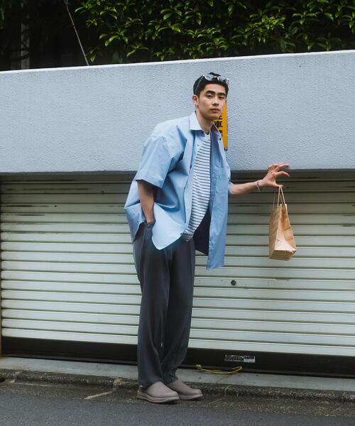 green label relaxing（グリーンレーベルリラクシング）の「【 WEB限定 】[ GLR/ -or ] オーバーサイズ レギュラーカラー 半袖 シャツ ユニセックス（シャツ/ブラウス・メンズ・ホワイト/ベージュ/オレンジ/ライトブルー・S/M/L）」の6枚目の写真