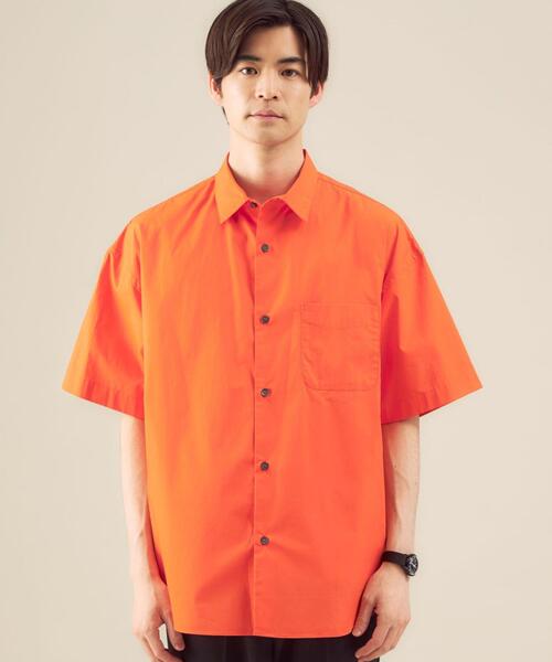 green label relaxing（グリーンレーベルリラクシング）の「【 WEB限定 】[ GLR/ -or ] オーバーサイズ レギュラーカラー 半袖 シャツ ユニセックス（シャツ/ブラウス・メンズ・ホワイト/ベージュ/オレンジ/ライトブルー・S/M/L）」の12枚目の写真