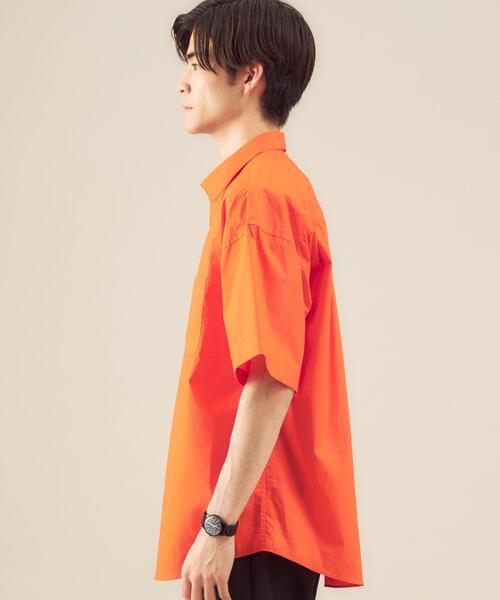 green label relaxing（グリーンレーベルリラクシング）の「【 WEB限定 】[ GLR/ -or ] オーバーサイズ レギュラーカラー 半袖 シャツ ユニセックス（シャツ/ブラウス・メンズ・ホワイト/ベージュ/オレンジ/ライトブルー・S/M/L）」の13枚目の写真