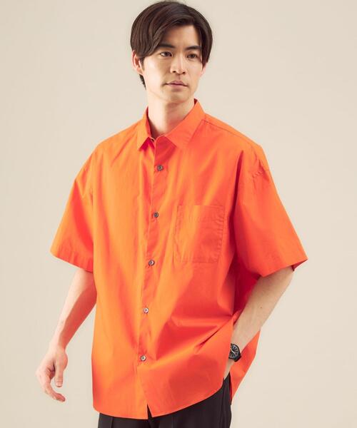 green label relaxing（グリーンレーベルリラクシング）の「【 WEB限定 】[ GLR/ -or ] オーバーサイズ レギュラーカラー 半袖 シャツ ユニセックス（シャツ/ブラウス・メンズ・ホワイト/ベージュ/オレンジ/ライトブルー・S/M/L）」の19枚目の写真