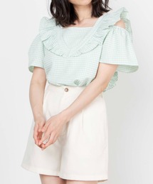 WEGO | WEGO/ギンガムオープンショルダーバックリボンブラウス(シャツ/ブラウス)