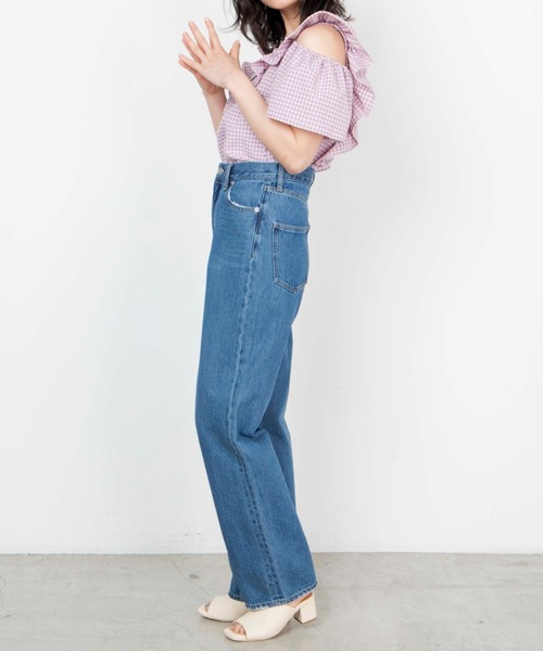 WEGO（ウィゴー）の「WEGO/ギンガムオープンショルダーバックリボンブラウス（シャツ/ブラウス・レディース・グリーン系その他2/パープル系その他2・FREE）」の9枚目の写真