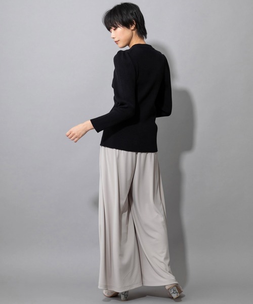 Munich（ミューニック）の「カシミアコットンリブ　パフスリーブニットプルオーバー（ニット/セーター・レディース・ブラック/レッド/カーキ/モカ・FREE）」の16枚目の写真