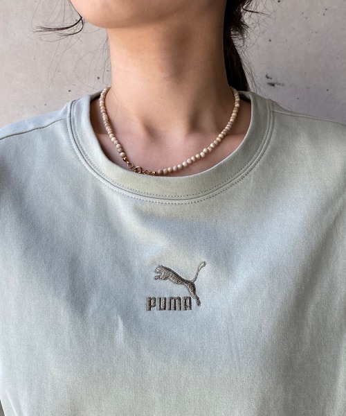 PUMA（プーマ）の「【PUMA/プーマ】ローエッジ半袖スエット（Tシャツ/カットソー・レディース・カーキ/ブラック・SMALL）」の8枚目の写真