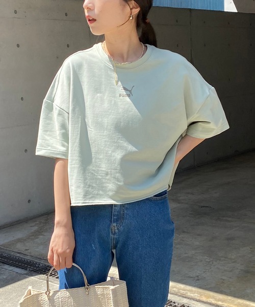 PUMA（プーマ）の「【PUMA/プーマ】ローエッジ半袖スエット（Tシャツ/カットソー・レディース・カーキ/ブラック・SMALL）」の19枚目の写真