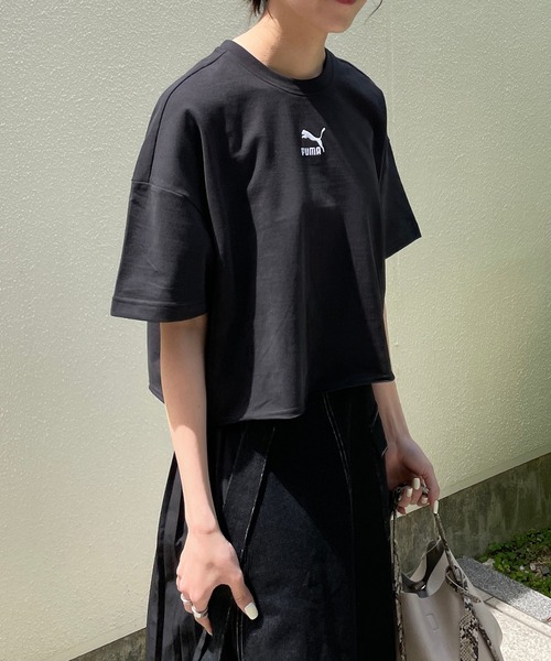 PUMA（プーマ）の「【PUMA/プーマ】ローエッジ半袖スエット（Tシャツ/カットソー・レディース・カーキ/ブラック・SMALL）」の12枚目の写真