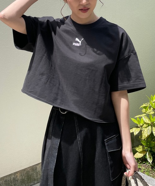 PUMA（プーマ）の「【PUMA/プーマ】ローエッジ半袖スエット（Tシャツ/カットソー・レディース・カーキ/ブラック・SMALL）」の14枚目の写真