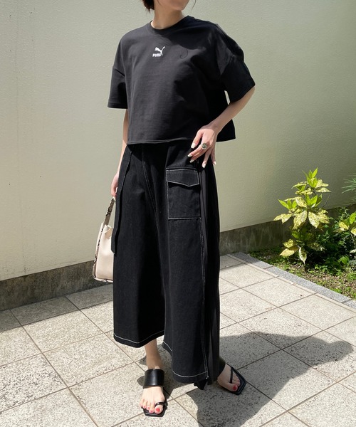 PUMA（プーマ）の「【PUMA/プーマ】ローエッジ半袖スエット（Tシャツ/カットソー・レディース・カーキ/ブラック・SMALL）」の17枚目の写真