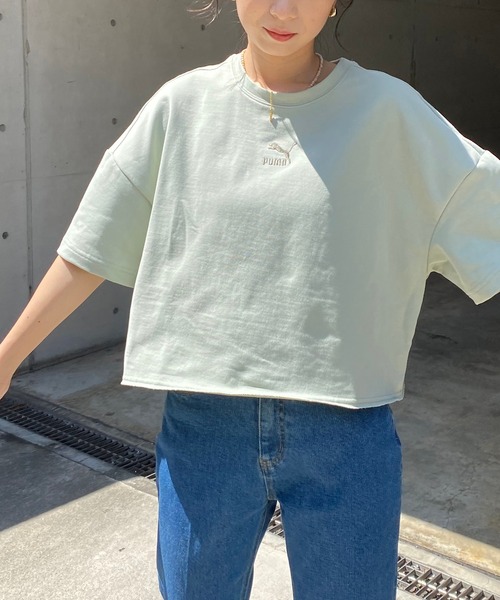 PUMA（プーマ）の「【PUMA/プーマ】ローエッジ半袖スエット（Tシャツ/カットソー・レディース・カーキ/ブラック・SMALL）」の20枚目の写真