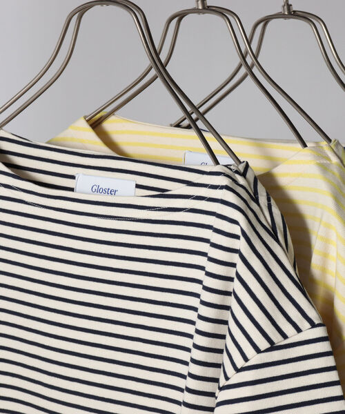 GLOSTER（グロスター）の「【新色追加】バスクシャツ ショートスリーブ（Tシャツ/カットソー・メンズ・ネイビー/オフホワイト/ホワイト×ブルー/ホワイト×ネイビー/ホワイト×イエロー/グリーン系その他3/ホワイト系その他6/ブラック系その他3・M/L/MEDIUM/LARGE）」の4枚目の写真