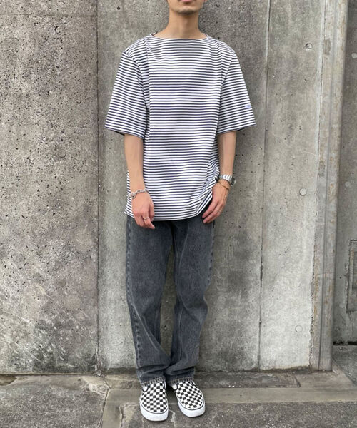 GLOSTER（グロスター）の「【新色追加】バスクシャツ ショートスリーブ（Tシャツ/カットソー・メンズ・ネイビー/オフホワイト/ホワイト×ブルー/ホワイト×ネイビー/ホワイト×イエロー/グリーン系その他3/ホワイト系その他6/ブラック系その他3・M/L/MEDIUM/LARGE）」の20枚目の写真